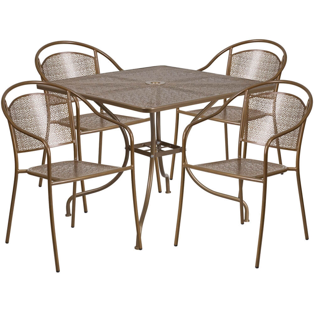 Bistro table set CUB CO 35SQ 03CHR4 GD GG FLA