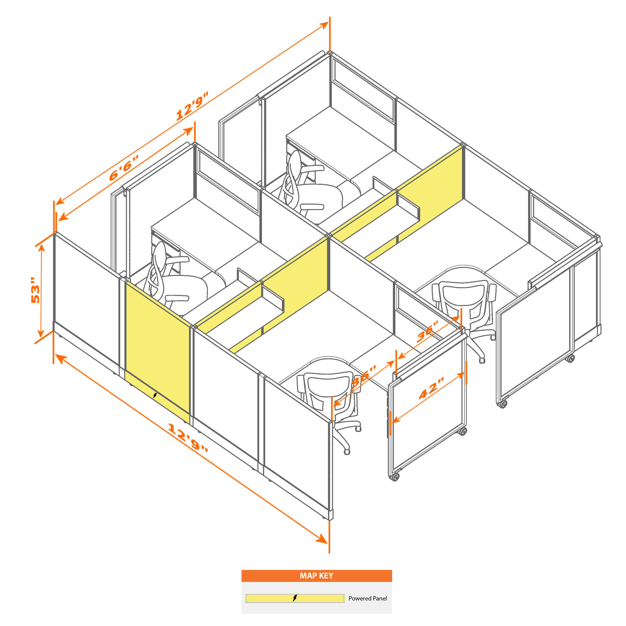 Cubicle with door 66 4c