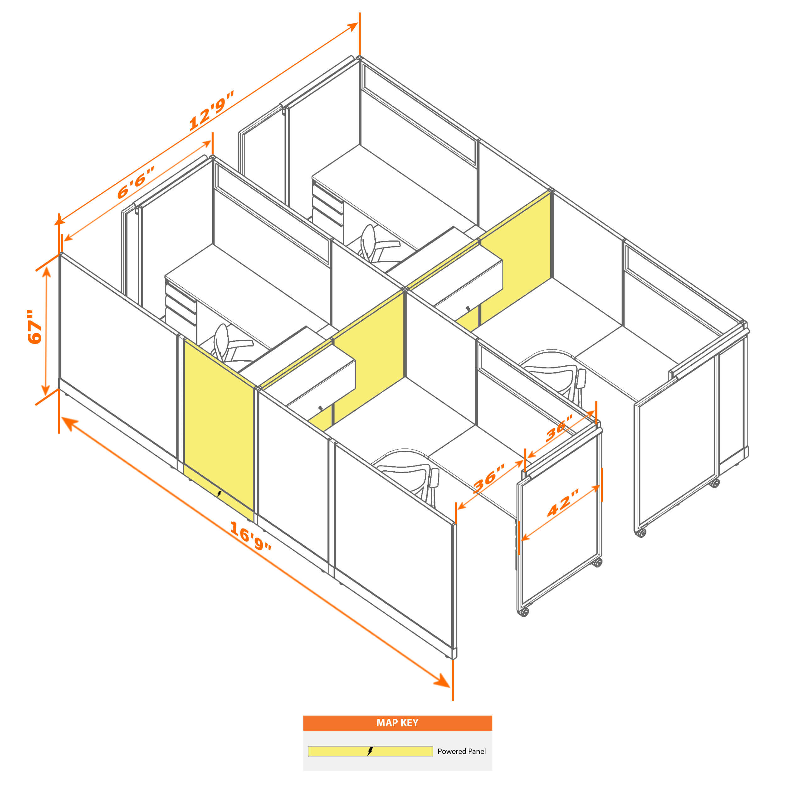 Cubicle with door 68 4c 1