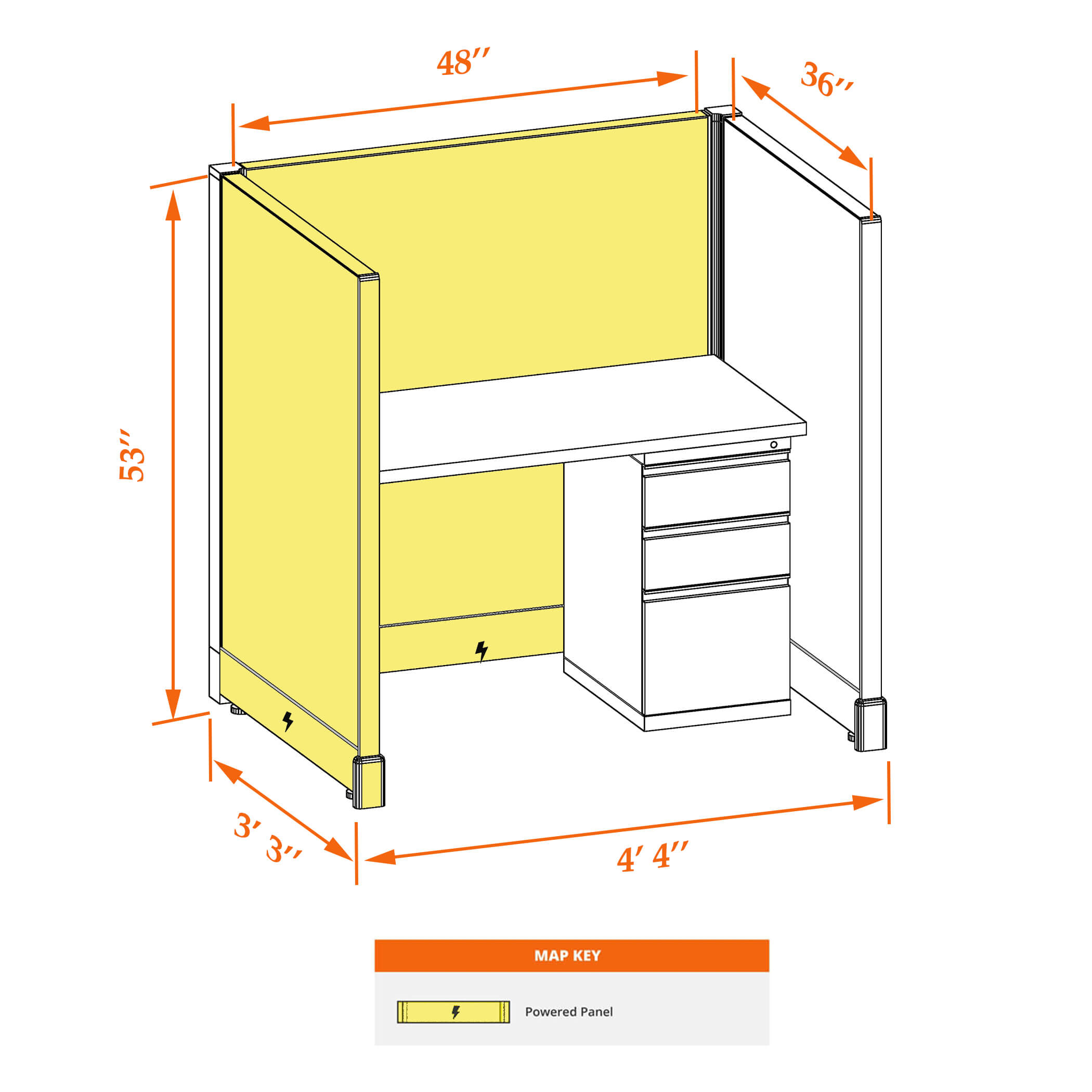 Hot desk CUB 1 53 P 34 WHT WH PSO