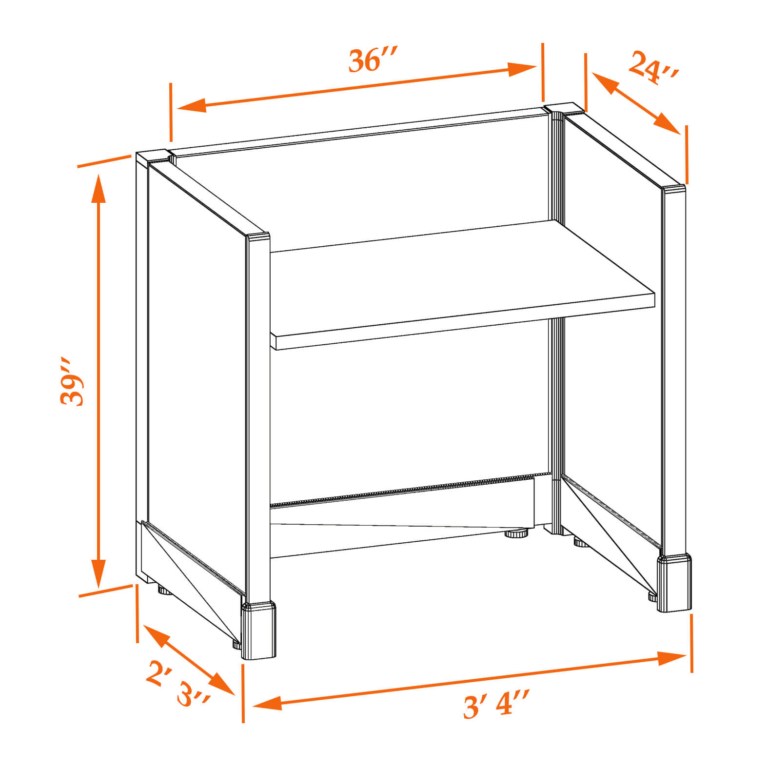 Hot desk unpowered CUB 1 39 23 WHT WH PSO