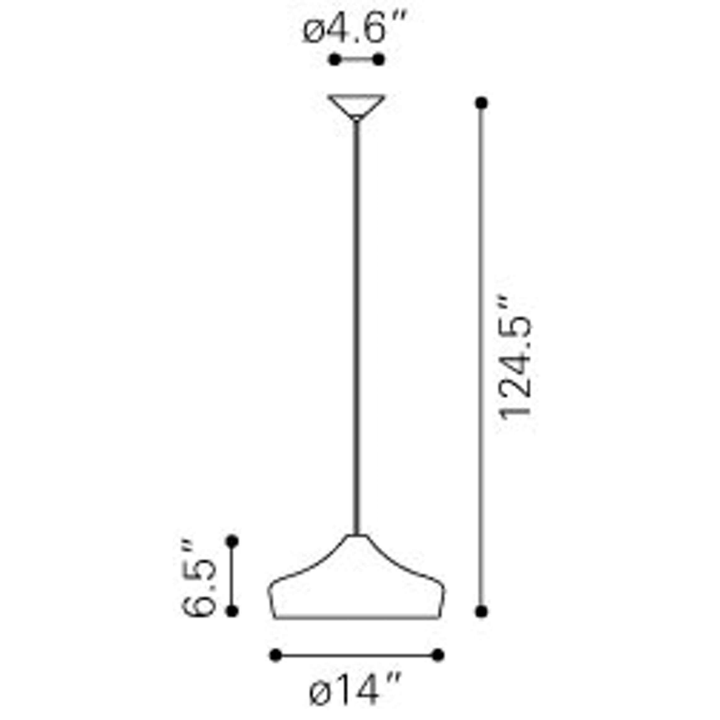 Industrial style lighting dimensions view