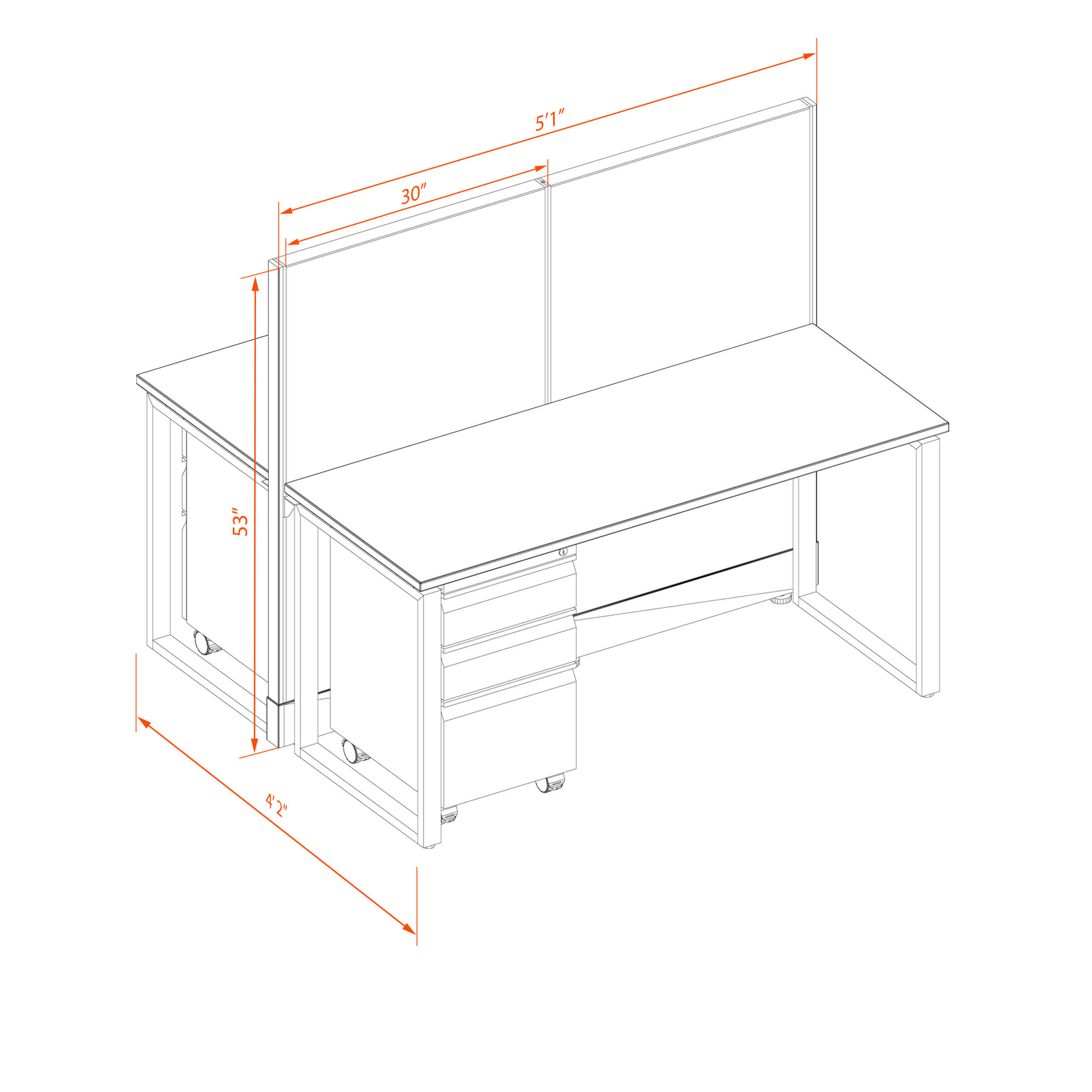 Office benching systems unpowered 52