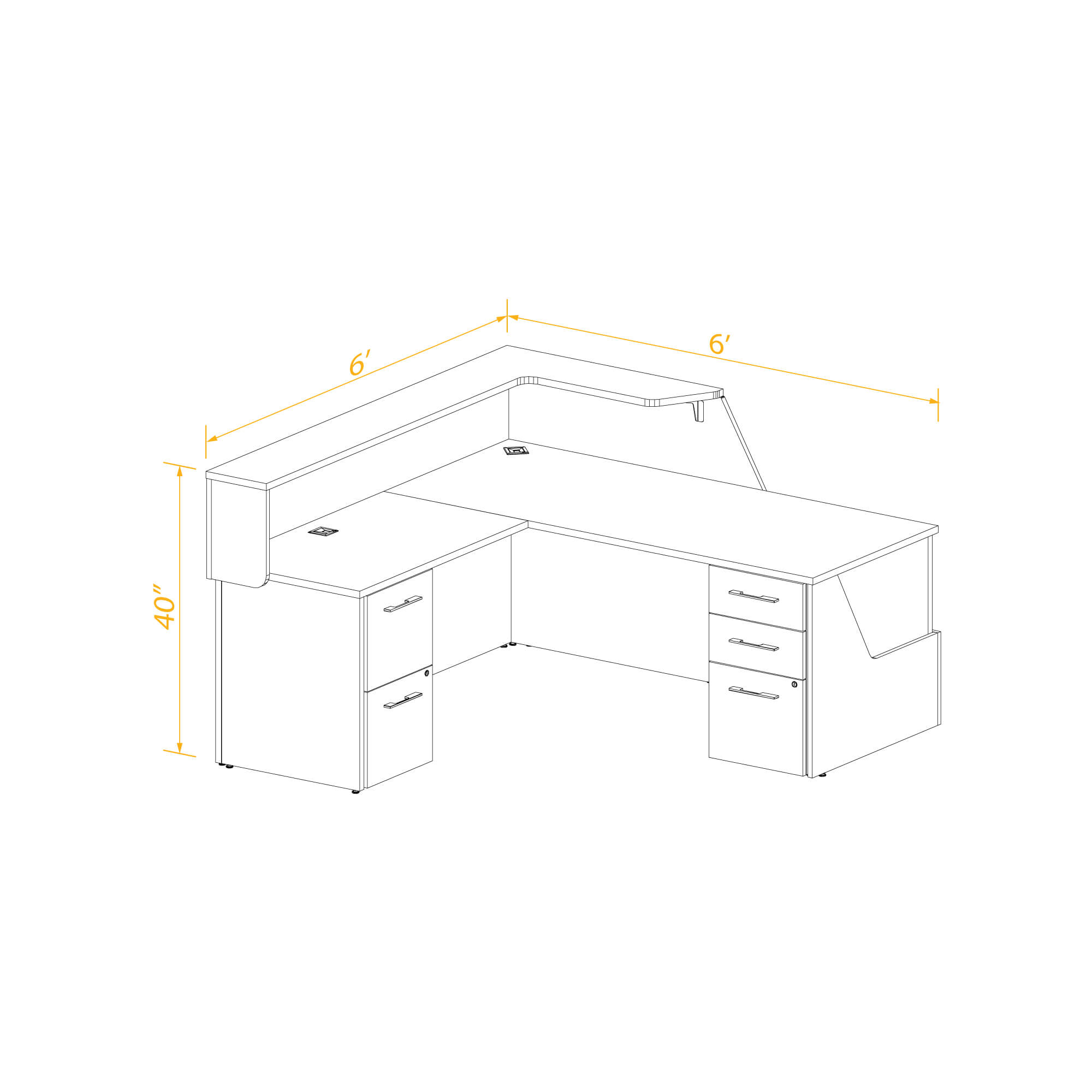 Reception desk l shape 66 left return