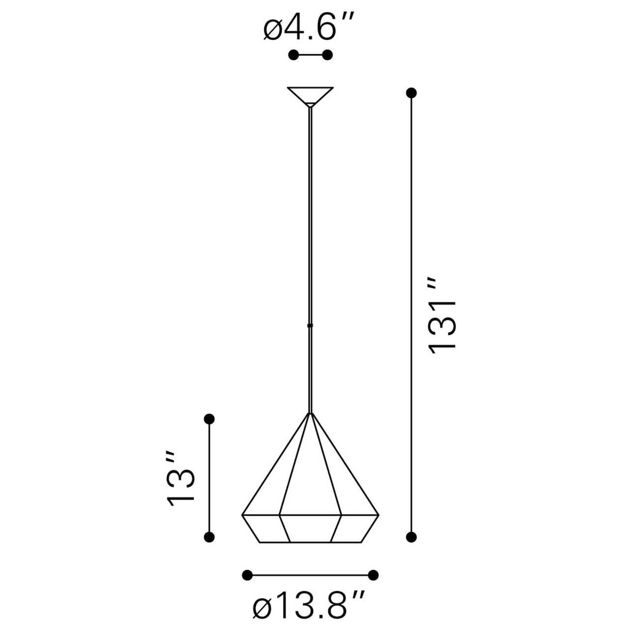 Black ceiling lights dimensions view