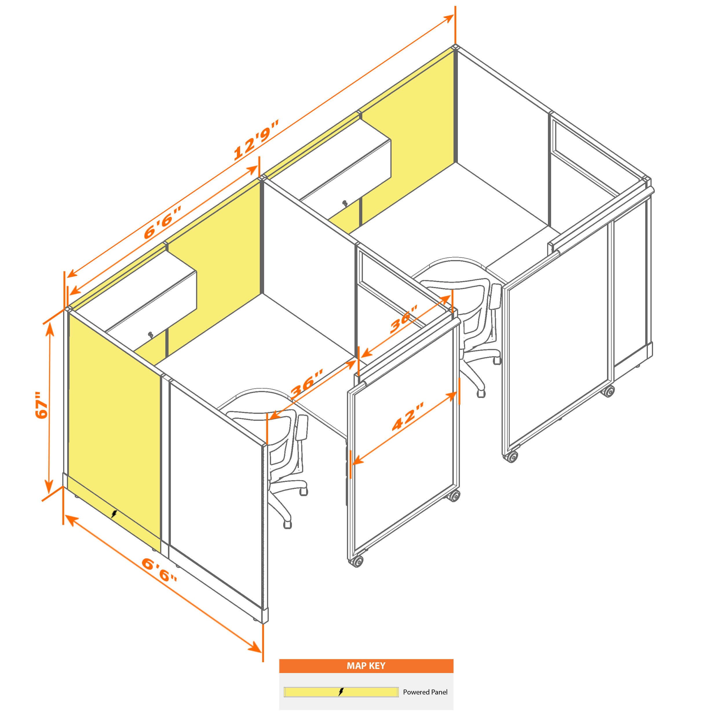 Cubicle with door 66 2i 1