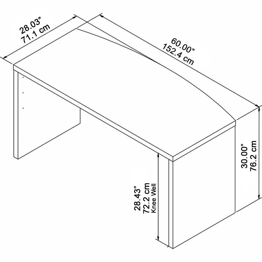 Clarity grey wood office desk 60w x 28d measures