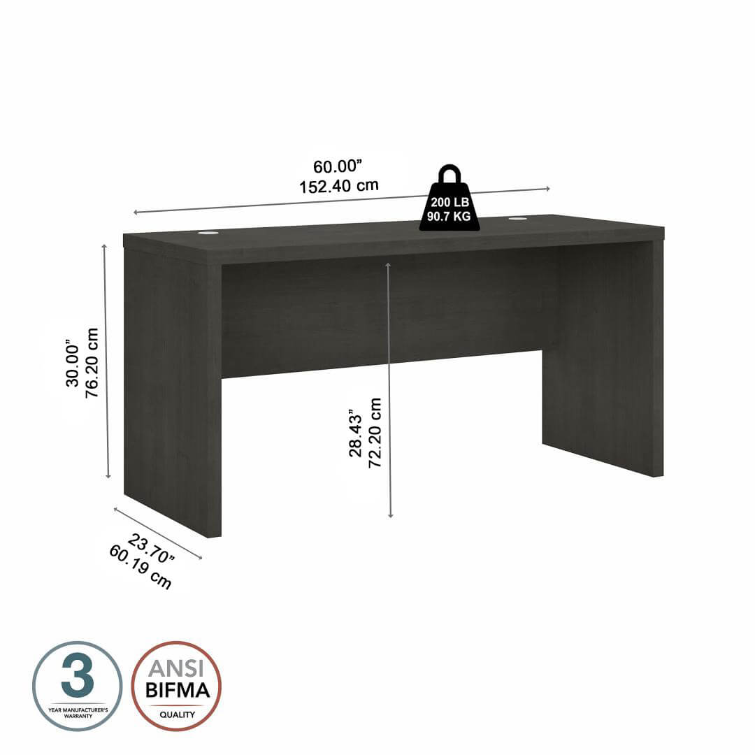 Clarity straight office desks 60w x 24d measures