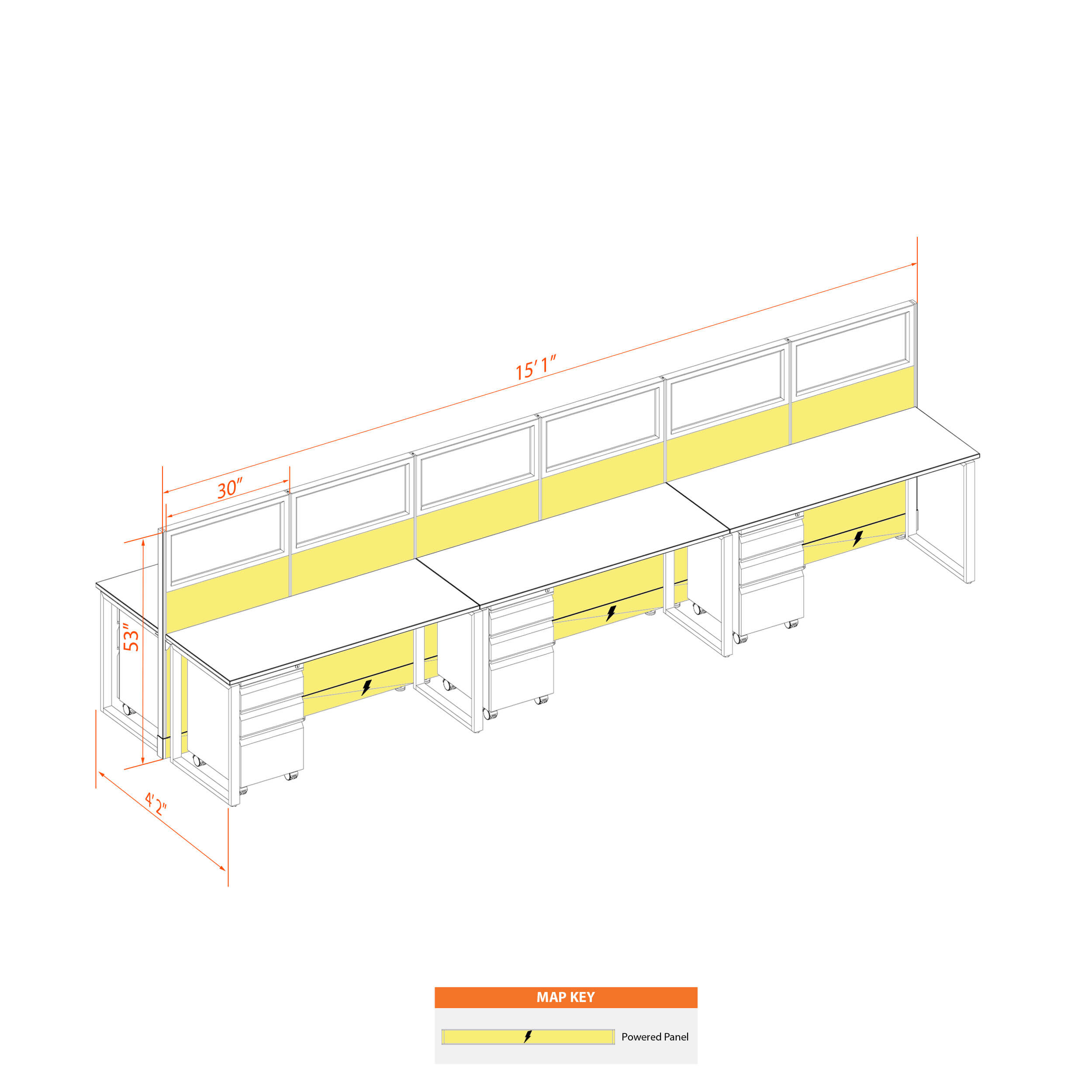 Office benching systems CUB B 6 G 53 P 52 WHT WH PSO2