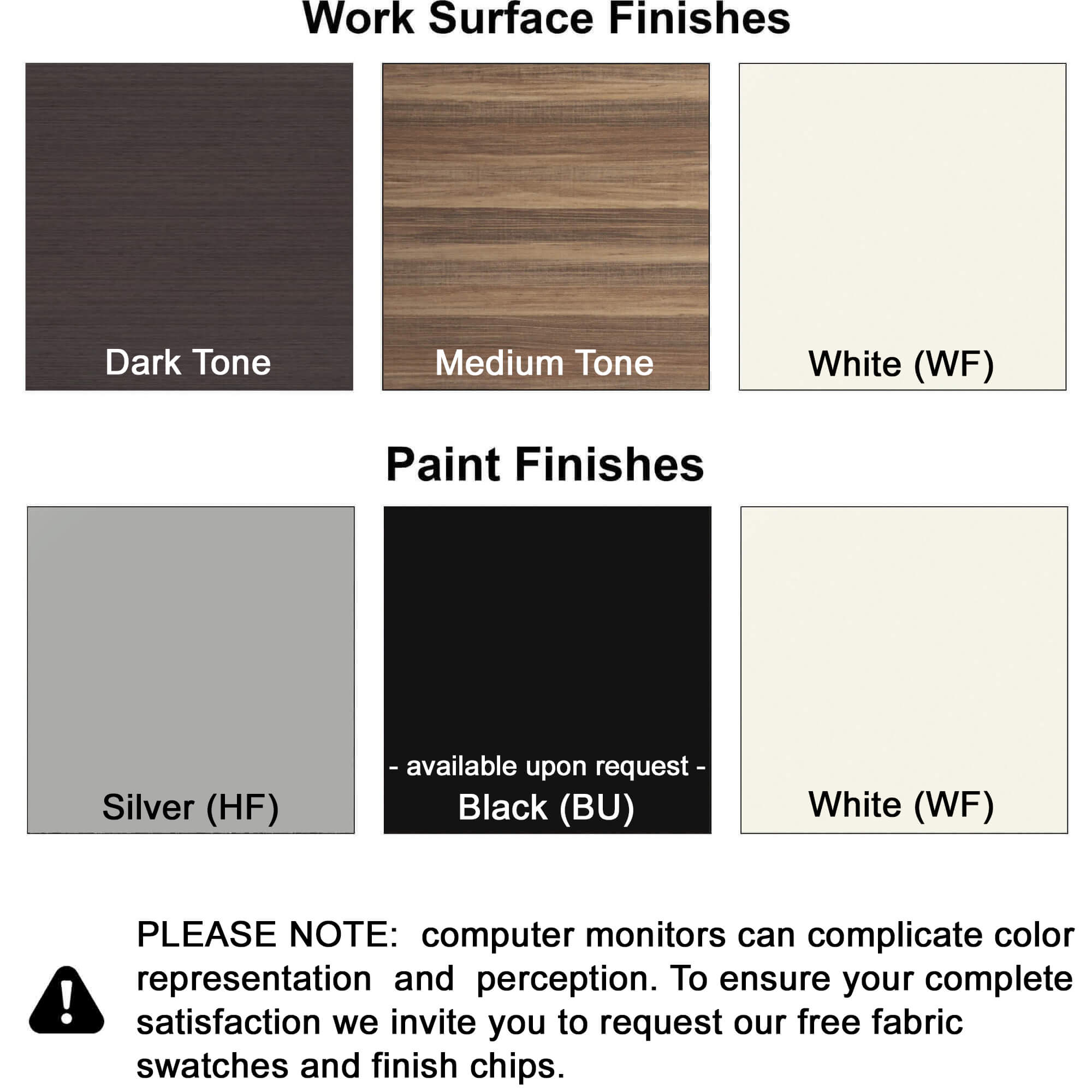 Office benching desks finishes disclaimer