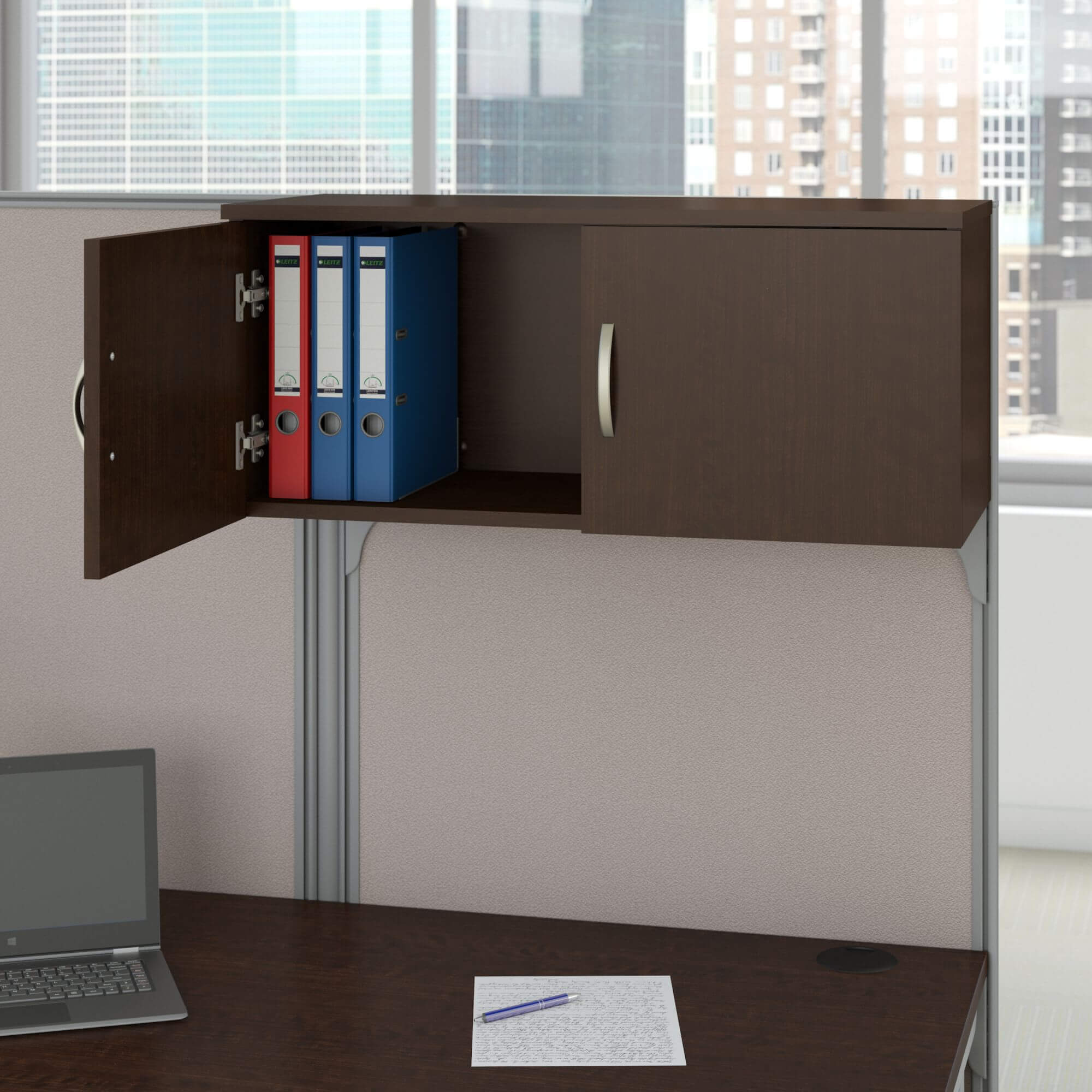 Office cubical storage overhead storage