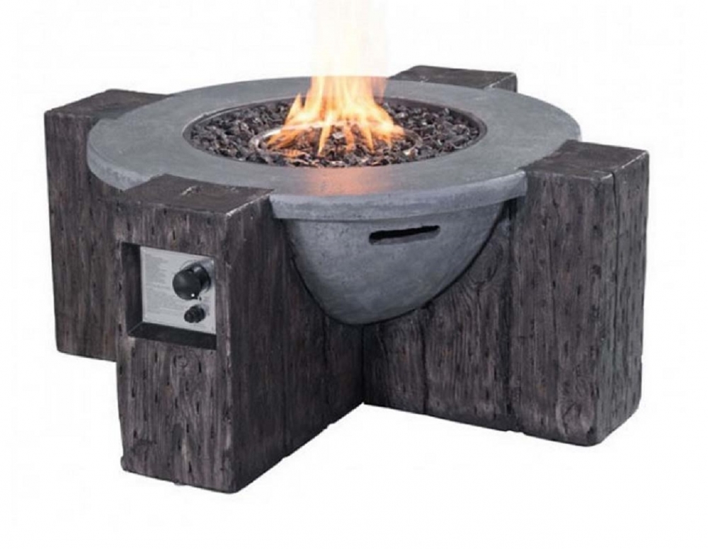 Propane stone fire pit side view