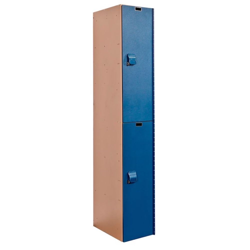 Employee lockers laminate lockers plastic locker taupe body and deep blue doors 1W 2T