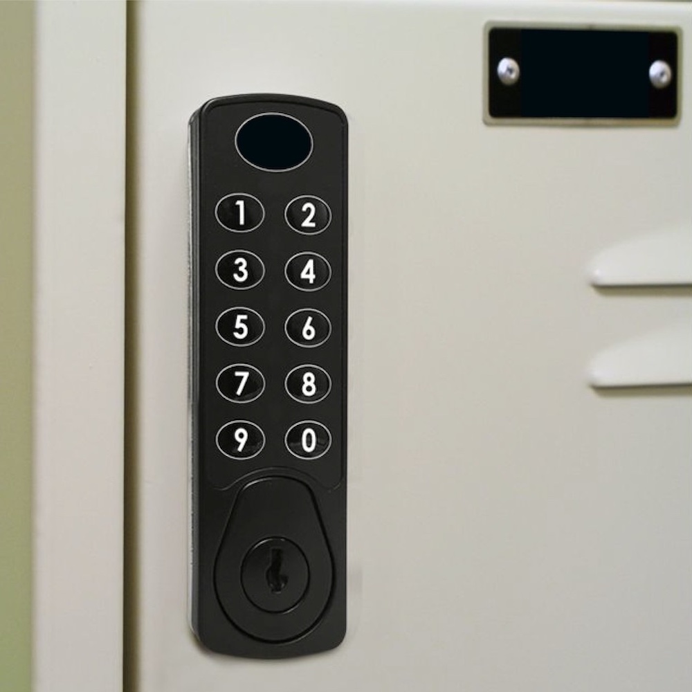 Employee lockers metal lockers electronic lockers close up keyboard control