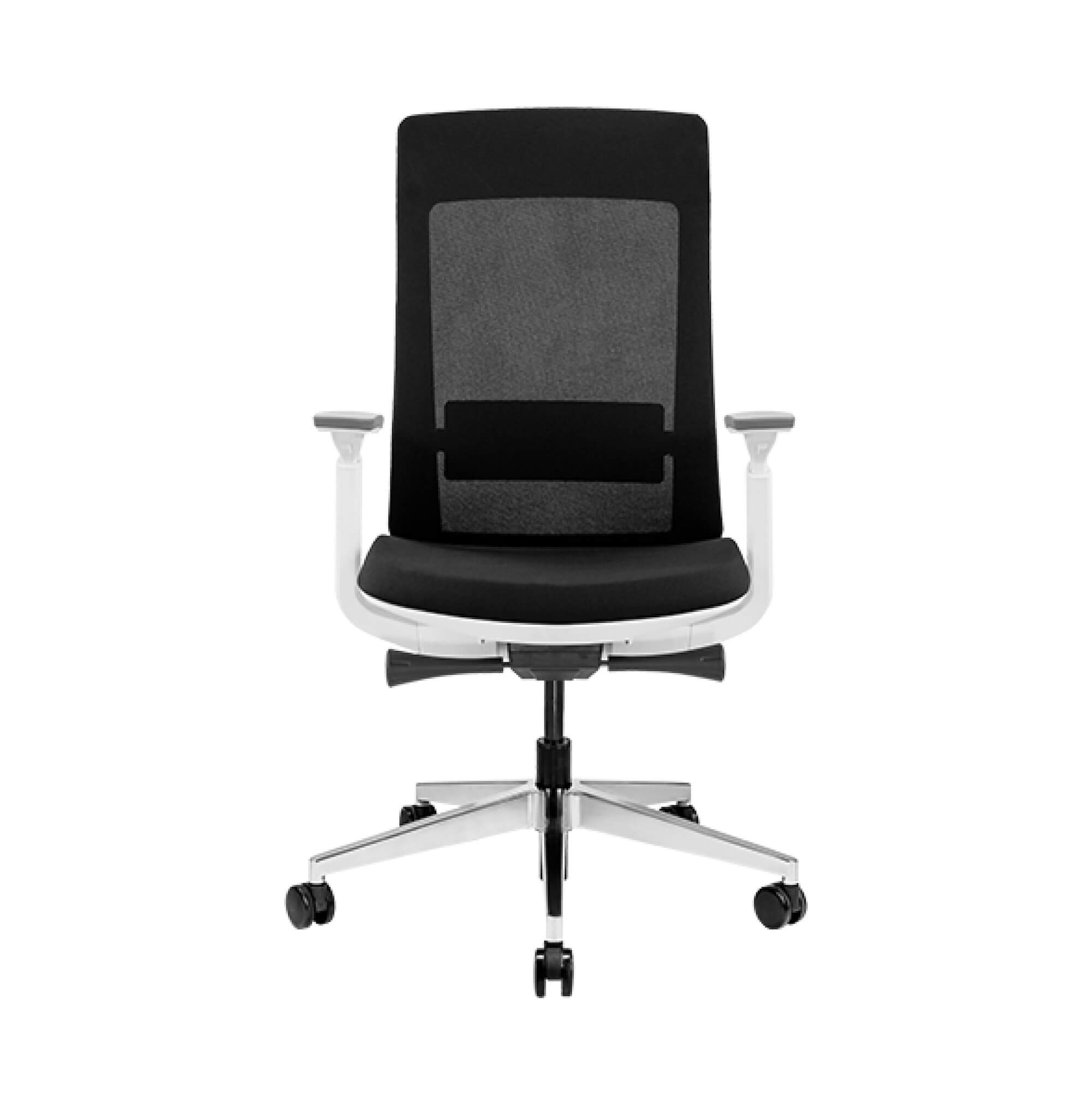 Office furniture chairs office desk chairs modern executive chair white frame black fabric front view
