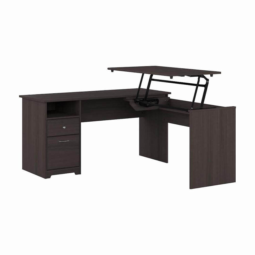 Sit and stand desk sit and stand corner desk standing desk for home office 60w heather gray angle view