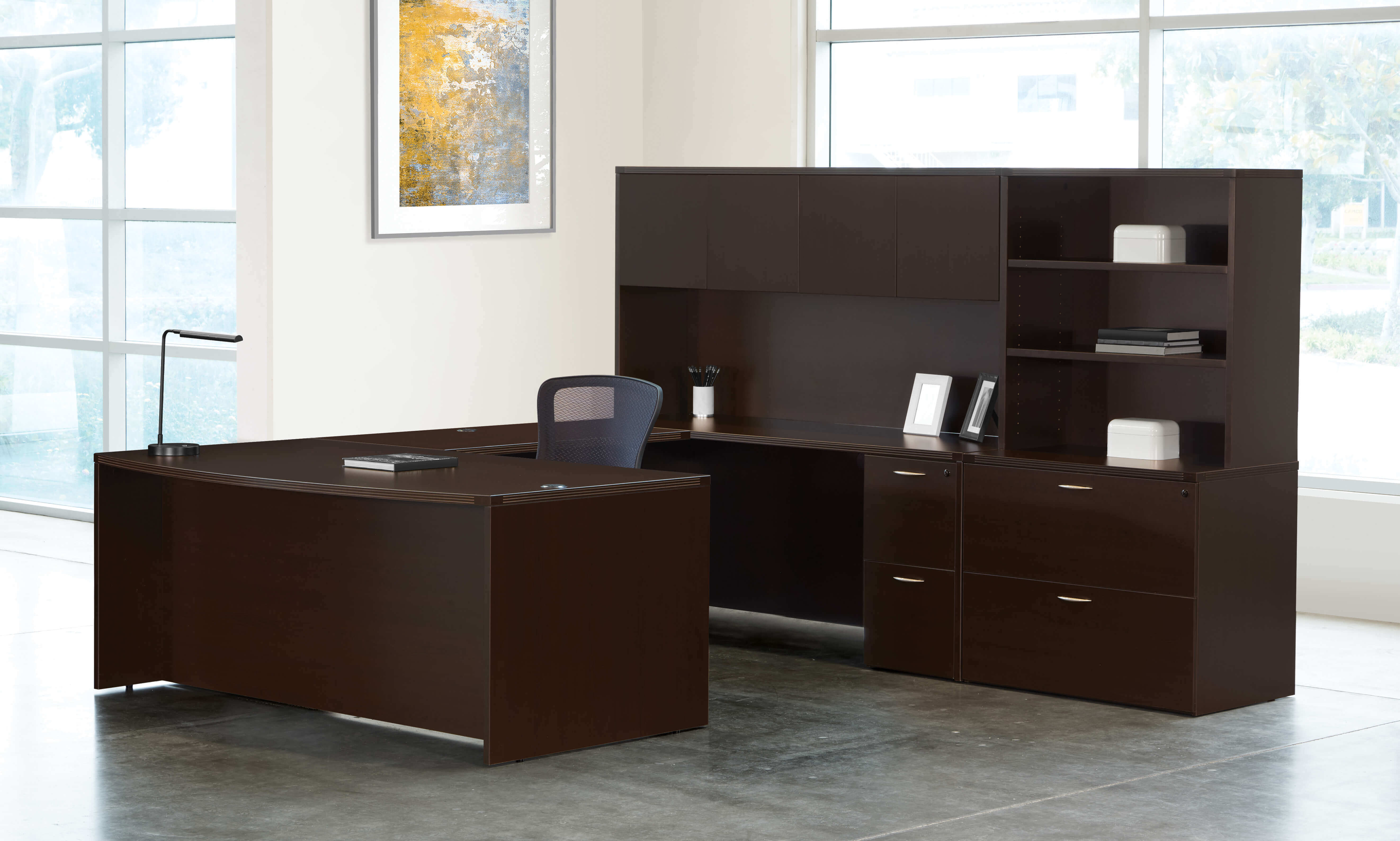 U shaped desk u shaped desk with hutch modern u shaped with hutch espresso space view 1