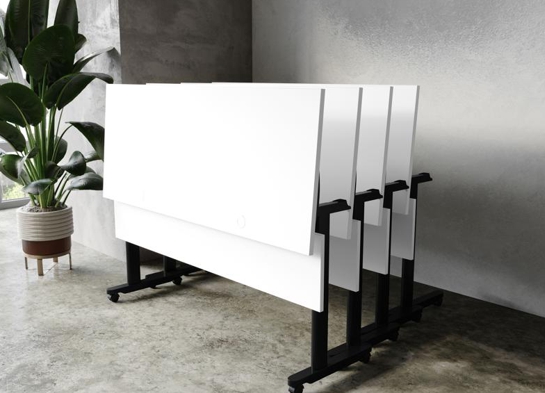 Training table with t leg 5x2 white black 2