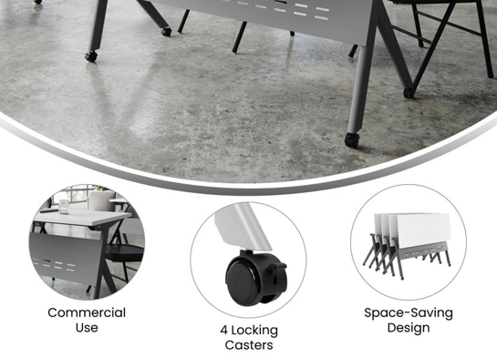 Training table with x leg 5x2 white gray 17