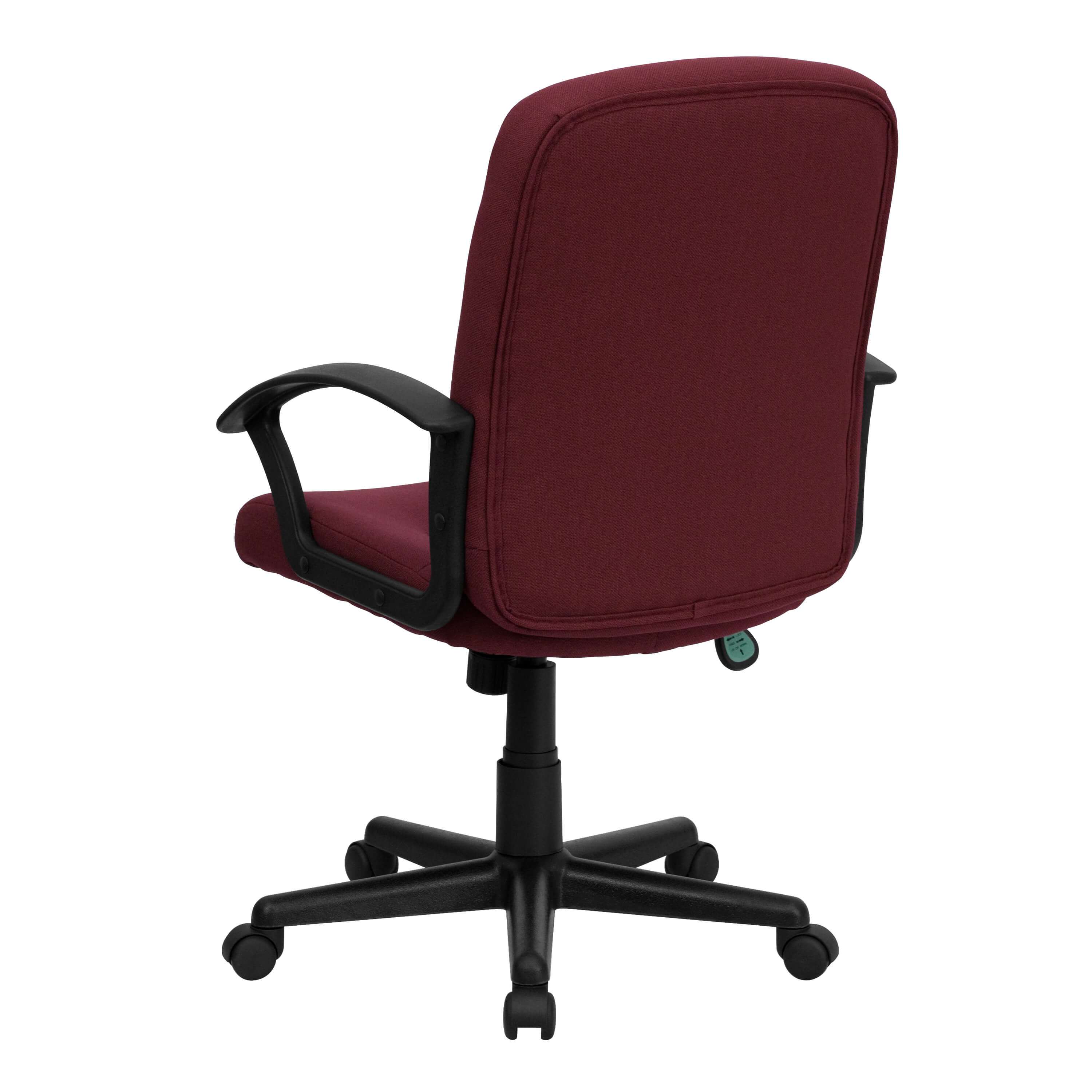 Upholstered desk chair rear view