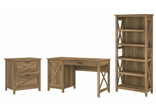 West style desk with drawer file cabinet and 5 shelf bookcase highlight reclaimed pine