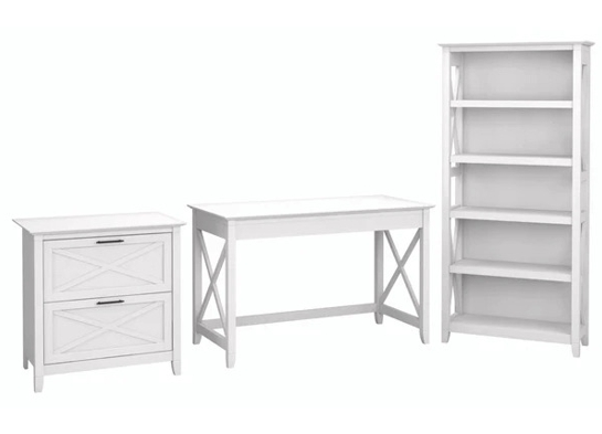 Western style desk with drawer lateral file cabinet and 5 shelf bookcase pure white oak Western style desk with drawer lateral file cabinet and 5 shelf bookcase pure white oak