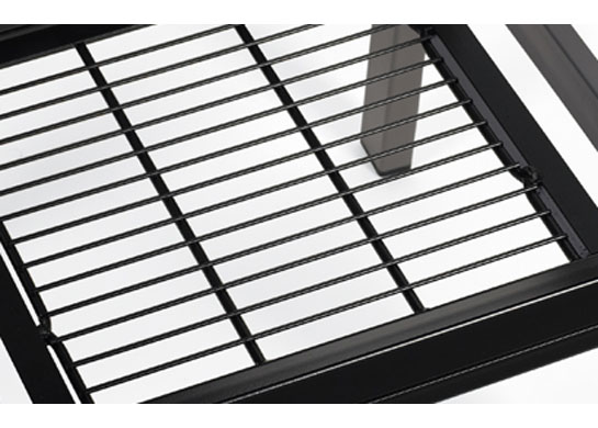 Metal mesh seat pan provides superior comfort and hygiene for patient incontinence in these medical chairs.