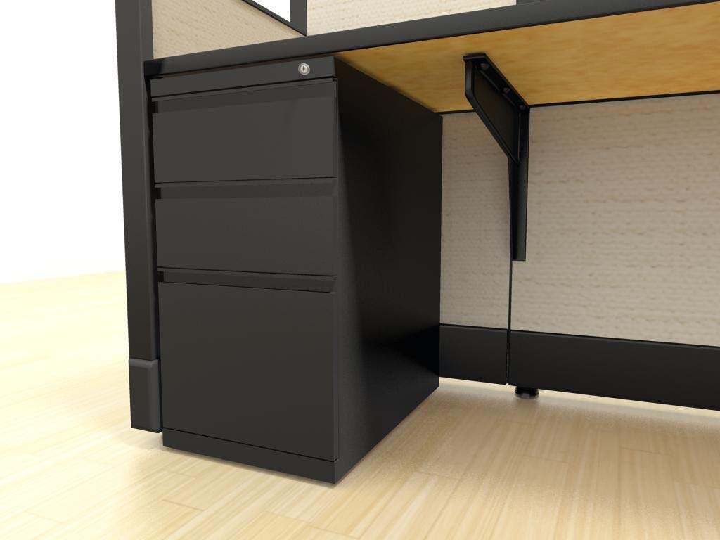 Executive Furniture 8x12 - a "box-box-file" pedestal is an under-surface storage solution that includes two small drawers (for papers, pencils, etc.) and one larger drawer for hanging files. Lock and key come standard.